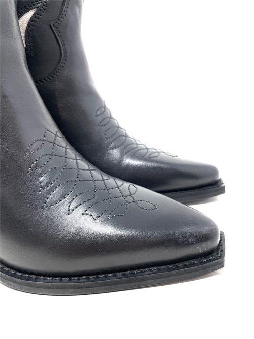 Bestickter texanischer Stiefel IL LACCIO | 24FW1000LEATHERNERO/BIANCO